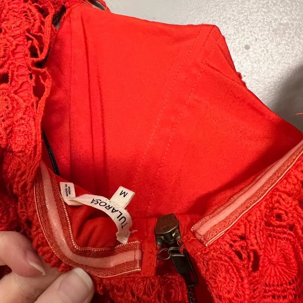 NWT Tularosa Amelia Red Lace Crochet Cropped Off The Shoulder Blouse Top M - Picture 8 of 12